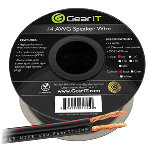 14 Gauge Speaker Wire CCA - Copper Clad Aluminum - Home Theater, Car Speakers & More