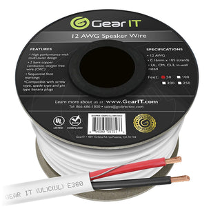 14 AWG In Wall Speaker Wire - CL2 Rated - Oxygen Free Copper (OFC), White