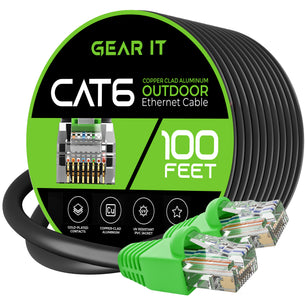 Cat6 CCA Outdoor Ethernet Cable for Direct Burial, Black