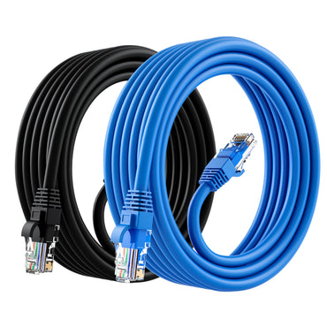 GearIT (2-Pack) Cat6 Ethernet Patch Cable - CCA Network Cord - UTP, Black & Blue - GearIT