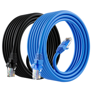 GearIT (2-Pack) Cat6 Ethernet Patch Cable - CCA Network Cord - UTP, Black & Blue - GearIT