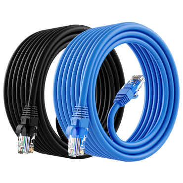 GearIT (2-Pack) Cat6 Ethernet Patch Cable - CCA Network Cord - UTP, Black & Blue - GearIT