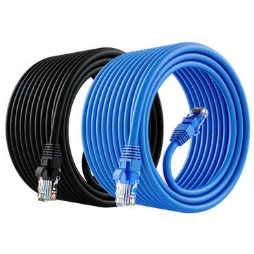 GearIT (2-Pack) Cat6 Ethernet Patch Cable - CCA Network Cord - UTP, Black & Blue - GearIT