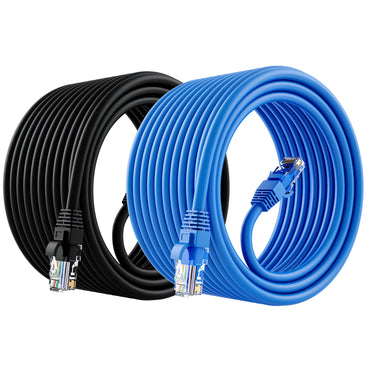 GearIT (2-Pack) Cat6 Ethernet Patch Cable - CCA Network Cord - UTP, Black & Blue - GearIT