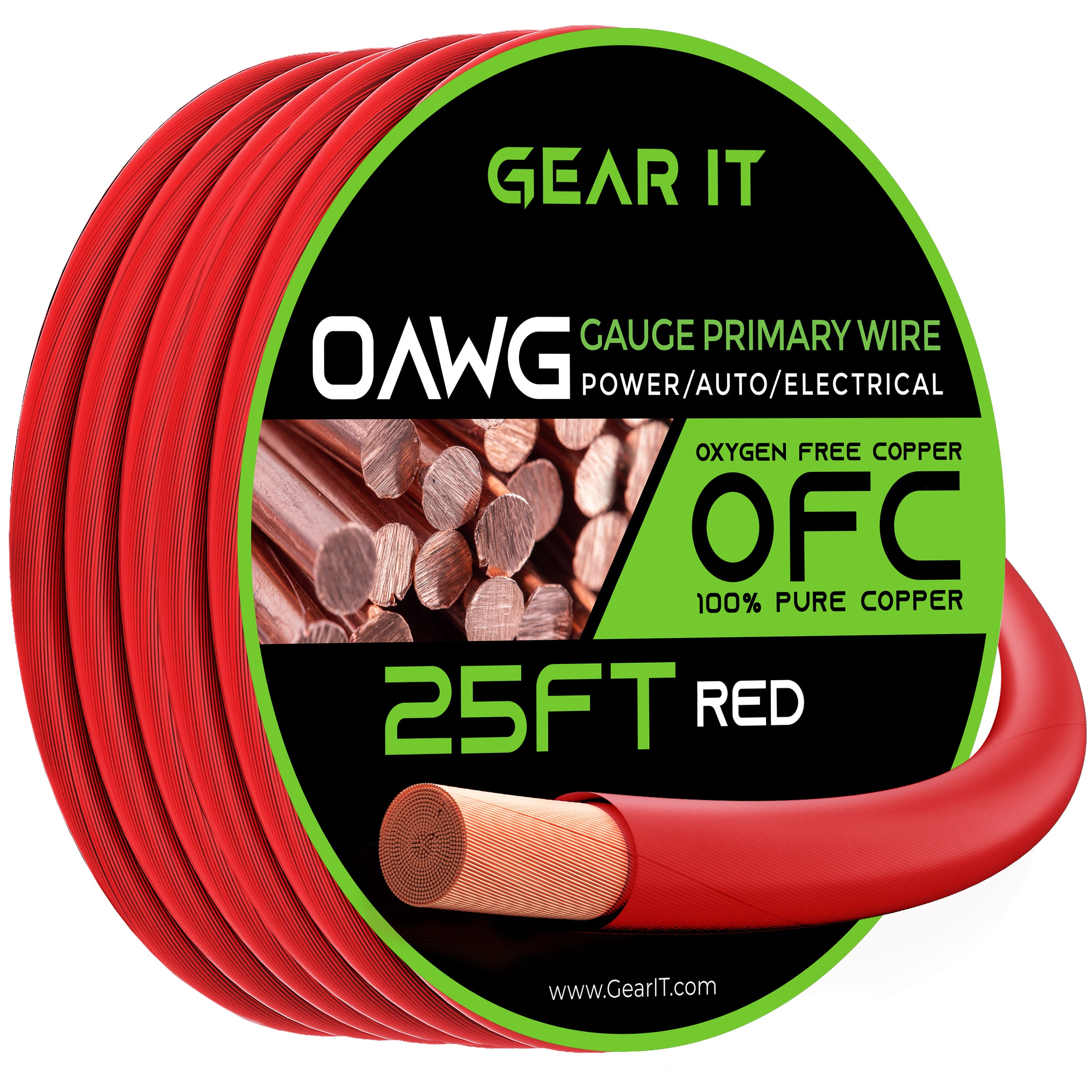 1/0 Gauge OFC Ground Wire - 0AWG Electrical Power Cable - 25 Feet