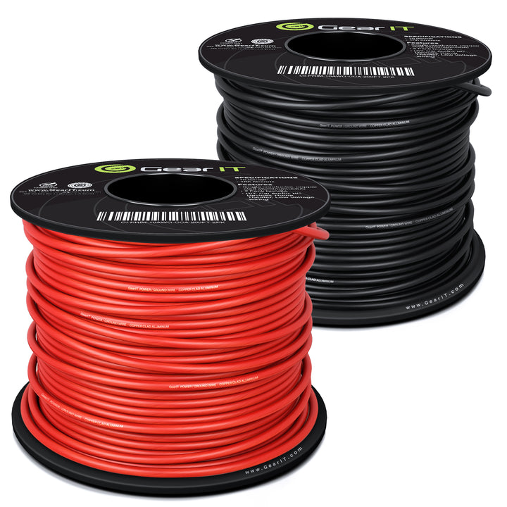 GearIT 10 Gauge Wire (50ft Each - Black/Red) Copper Clad Aluminum CCA -  Primary Automotive Power/Ground for Battery Cable, Car Audio, Trailer  Harness