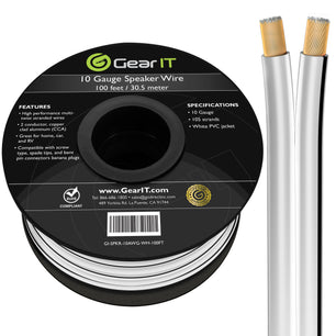 10 Gauge Speaker Wire CCA - Copper Clad Aluminum, White