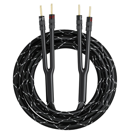 GearIT 10 AWG Speaker Wire Cable with Banana Plugs - Braided Jacket - CL2 Rated for In-Wall - Oxygen-Free Copper (OFC) - GearIT