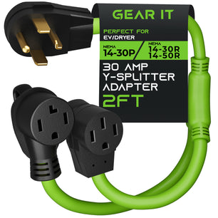 30 Amp NEMA 14-30P to 14-30R and 14-50R Splitter Power Cord Adapter - 4 Prong STW 10AWG 4C