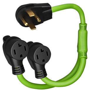 30 Amp NEMA 14-30P to Dual NEMA 14-30R Splitter Power Cord Adapter - 4 Prong STW 10AWG 4C