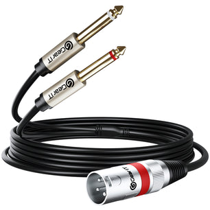 XLR Male to Dual 1/4 inch Cable Splitter Adapter Cord TS Mono Stereo