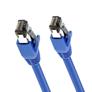 Cat8 Ethernet Patch Cable - S/FTP - 24 AWG - 10Gbps/25Gbps/40Gpbs, 2GHz 2000Mhz, Blue