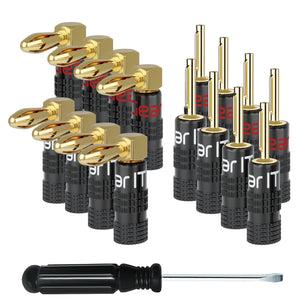 4 Pairs Straight and 4 Pairs Right Angle Banana Plugs - Pin Plug Closed Screw Type