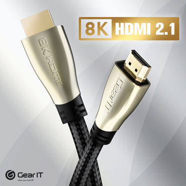 GearIT 8K Premium Braided HDMI 2.1 Cable - 60Hz 48Gpbs, 10 Feet - GearIT