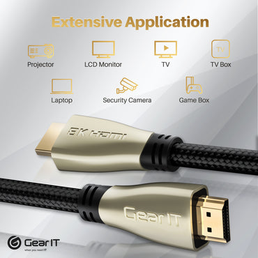 GearIT 8K Premium Braided HDMI 2.1 Cable - 60Hz 48Gpbs, 7 Feet GearIT